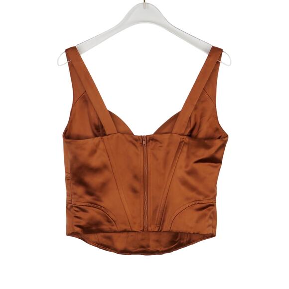 Jason Wu Copper Satin Corset Top Size Small Orange V-Neck Sexy Top - Picture 3 of 5